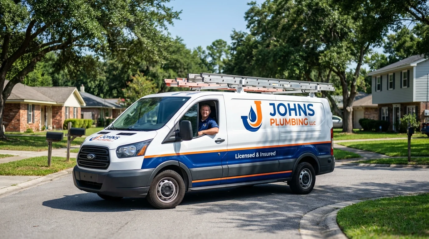 Johns Plumbing LLC service van in Kirkland, IL