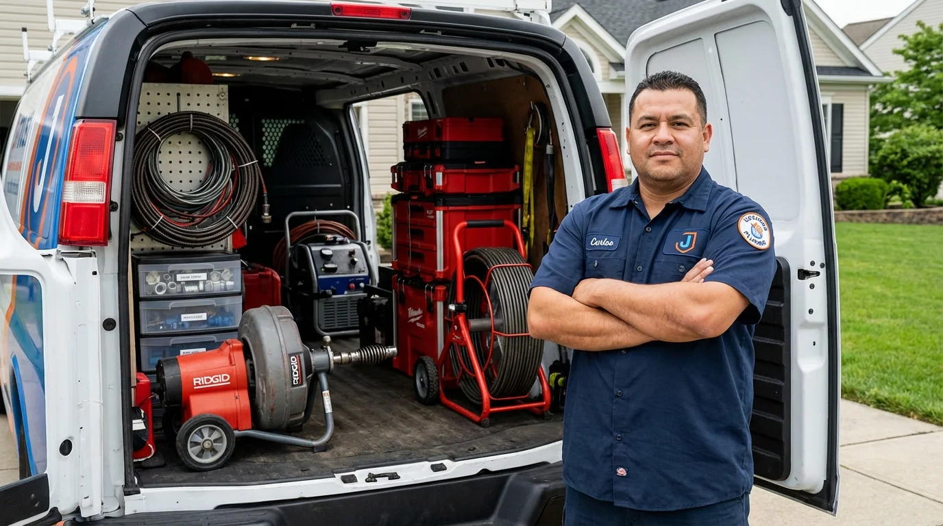 Professional drain cleaning equipment and Johns Plumbing LLC plumber in Kirkland